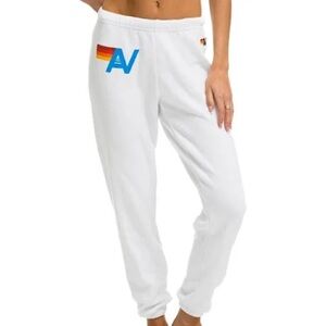 Aviator Nation White Sweatpants with Logo
